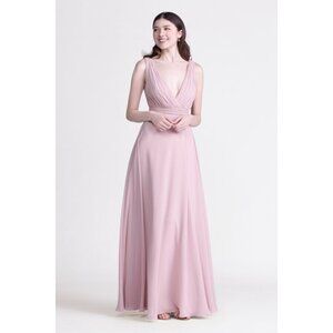 Long Pink Chiffon Bridesmaid Dress. Rose Pink. Size M.